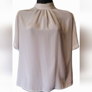 Vintage Womens Shirt Small Gathered Mockneck Old Money Quiet Luxury Elegant